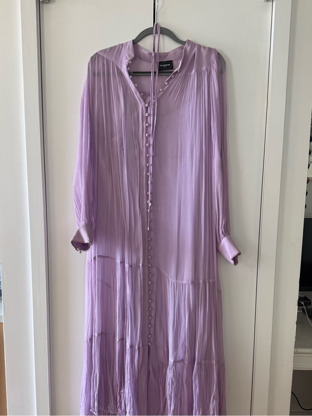 Kooples Lavender Long Button-Front Maxi Dress